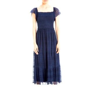 BNWT - Max Studio Mesh Smocked Midi Dress, Sapphire, Size XL